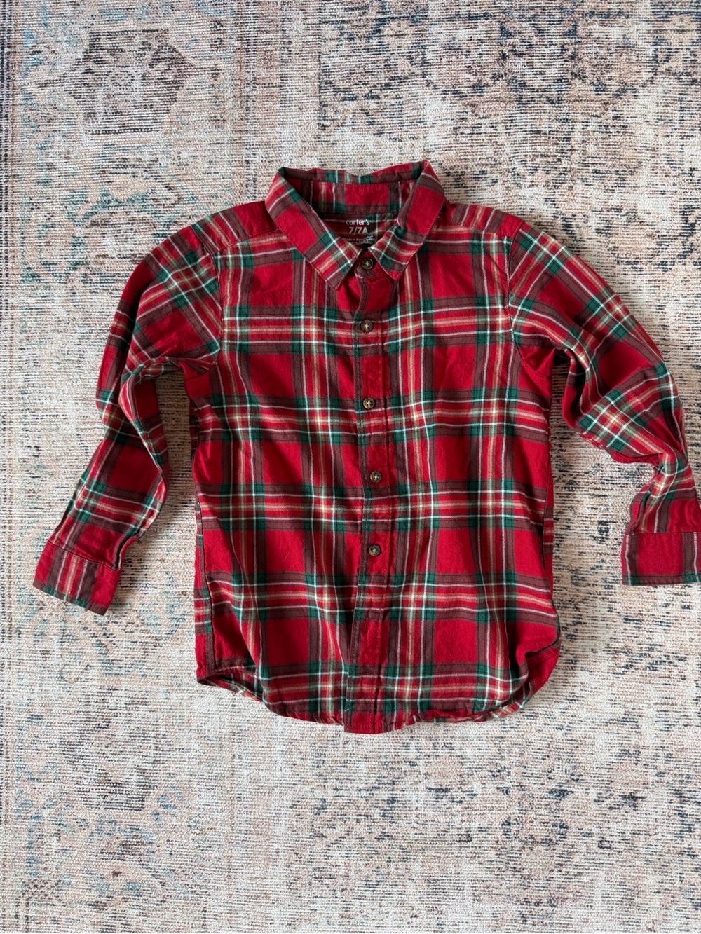 Carter's Red & Green Plaid Casual Button-Down Shirt
